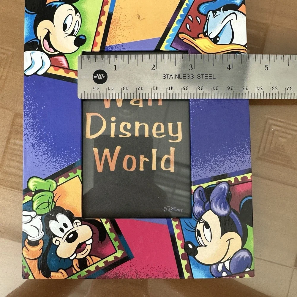 Disney Parks Picture Frame Mickey Minnie Goofy Donald Holds 3 x5 Photo